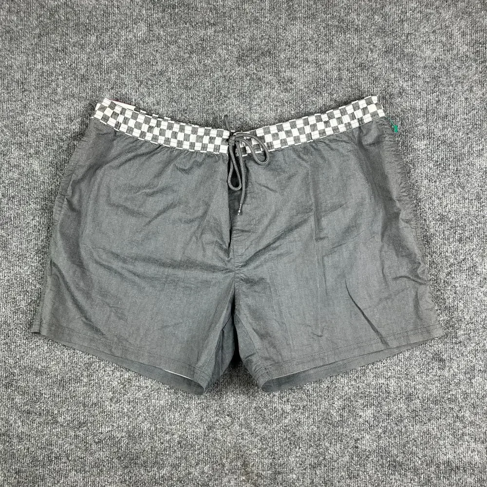 Original Use Swim‎ Shorts Mens XXL Gray Checkered Waist Quick Dry Beach